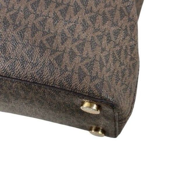 Michael Kors Camille Signature Logo & Leather Satchel Shoulder Bag Brown Pink - Picture 10 of 16